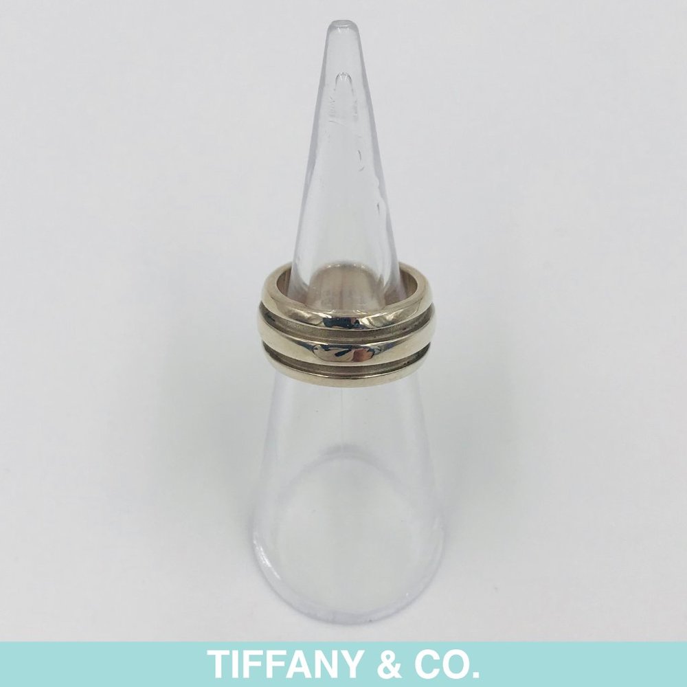 Auth Tiffany & Co. silver unisex groove band ring